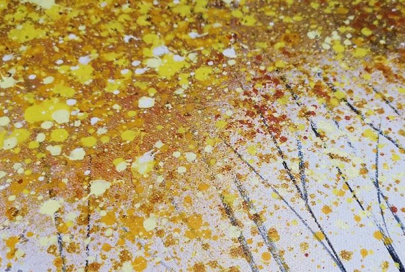 Yellow Tree gold 2 wall decor detail texture Oil Paintings